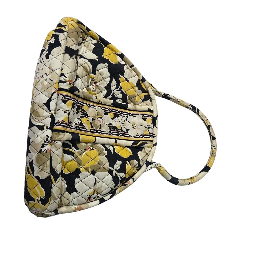 Vera‎ Bradley Alice Frame Bag Shoulder Black Yellow Floral Quilted Kiss Lock